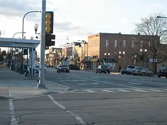 Downtown Sycamore, looking west from the intersection of State and Main streets