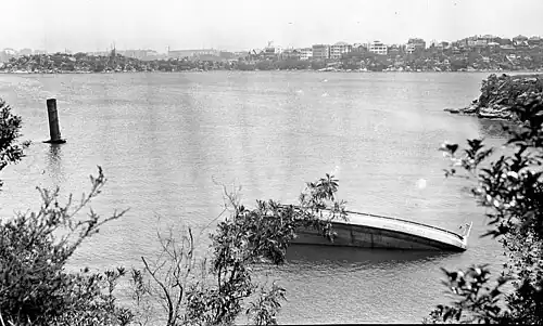 Funnel and hull section after being dragged to Whiting Beach