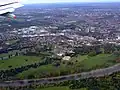 Brentford End from the air, with Syon Park in the foreground