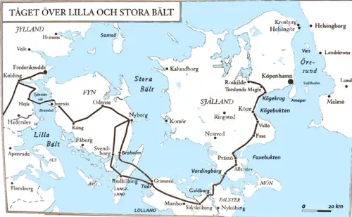 Map showing the campaign across the Little and Great Belts.