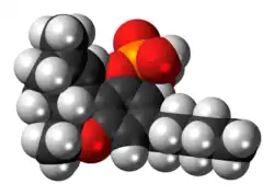 Space-filling model of the THC-O-phosphate molecule
