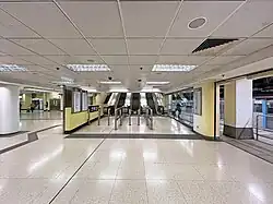 Escalators to the fare-paid footbridge (September 2024)