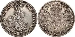 Thaler of Grand Duke Augustus II the Strong with Vytis (Waykimas), 1702
