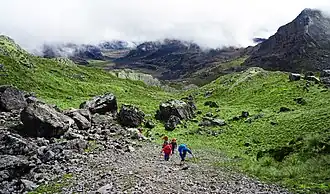 Grasslands and mountain range