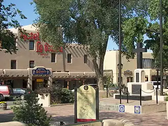 Taos Plaza and the Hotel La Fonda, within the Taos Downtown Historic District