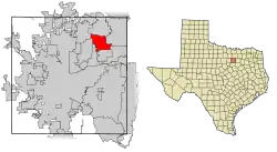 Location of Colleyville in Tarrant County, Texas