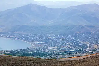Overview of Tatvan from the volcano Nemrut