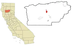 Location in California and Tehama County
