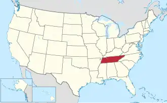 Location of Tennessee within the United States