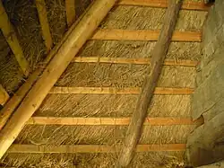 Inside view of a straw-thatched house