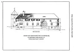 Architectural Elevation of Garage and Farm Building at Glen Head, New York.
