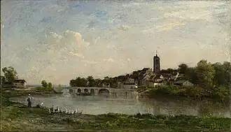 The Bridge between Persan and Beaumont-sur-Oise (1867), oil on panel, 15 1/8 x 26 7/16 in. (38.4 x 67.1 cm), Clark Art Institute