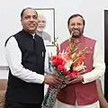 The Chief Minister of Himachal Pradesh, Shri Jai Ram Thakur calling on the Union Minister for Human Resource Development, Shri Prakash Javadekar, in New Delhi on 6 September 2018