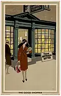 "The Good Shopper " by F.N., London, Dunstable and Watford, England, United Kingdom, CIRCA 1926–1934. Color lithograph on wove paper.