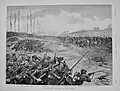 Stanley L. Wood: The Great War of 1892, a Forecast - The Battle of Machault, the German Cavalry Charging the Rallying Squares of the French, 1892. Illustration from the magazine Black & White, March 19, 1892. Engraving.