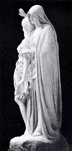 Black and white photograph of Edith Maryon's sculpture The Passing of Winter