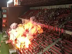 Spartak Trnava ultras at the stadium in 2018