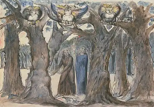 William Blake, c. 1824–1827, The Wood of the Self-Murderers: The Harpies and the Suicides, Tate
