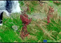 Chile ravaged by forest fires, particularly in the Valparaíso region, where nearly 8,700 hectares destroyed based on image acquired by one of the Copernicus Sentinel-2 satellites on 7 February shows the burn scars in the Valparaíso area.