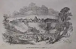 A newspaper drawing of a train collision