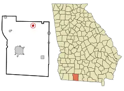 Location in Thomas County and the state of Georgia