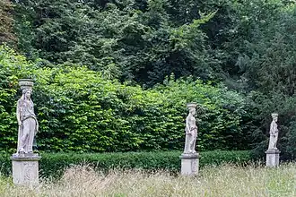 Three of Six Caryatids, At Coronation Avenue, At Anglesey Abbey, Cambridgeshire.