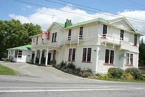 Tīnui Hotel in 2008 before removal to Greytown