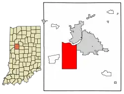 Location of Shadeland in Tippecanoe County, Indiana.