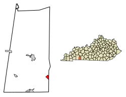 Location of Allensville in Todd County, Kentucky