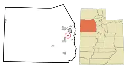 Location in Tooele County and the state of Utah