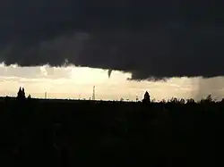 Photograph of a funnel cloud