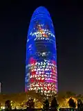 Torre Glòries at night, 2019
