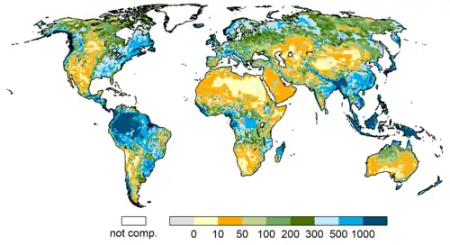 Total Renewable Water Resources by WaterGAP in mm per year
