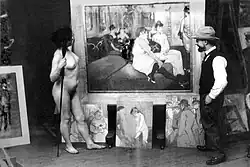 With a nude model in his studio, by Maurice Guibert c. 1895
