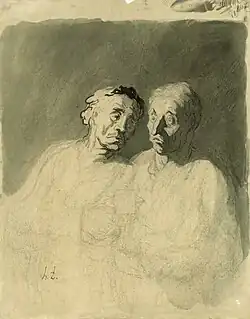 Two Drinkers (1860-79), pen, ink, & charcoal. 32 x 24.5 cm. Metropolitan Museum of Art, New York.