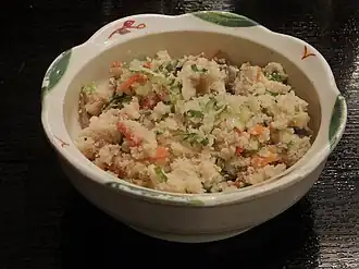 Japanese unohana, stirred fried with vegetables