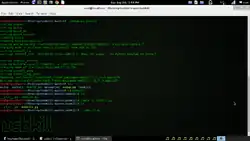 A screenshot of a command-line interface operating within a window. Many green lines of text, with some red ones, culminate in a large "usbkill" written in ASCII at the bottom