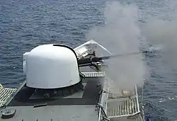 Gallatin fires her 76&nbsp;mm Mk 75 gun during a live-fire exercise