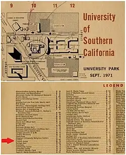 Shacks of old film school are marked on campus map of 1971.