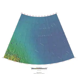Topographical map of Casius quadrangle