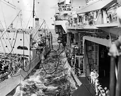 The Brazos (AO-4) refuels the USS Yorktown (CV-5) in July 1940.