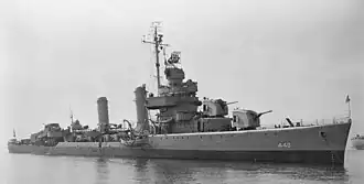 USS Ericsson (DD-440) at anchor in September 1943.