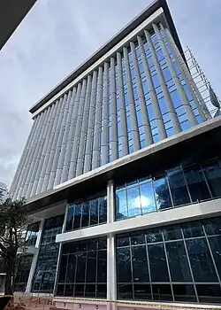 The brise soleil details as viewed from the Benavides Building