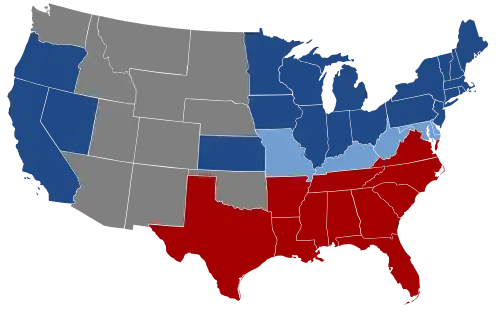 Division of the states during the American Civil War: Union, Confederacy, border states, and territories