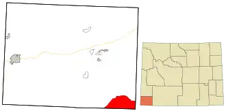 Location in Uinta County and the state of Wyoming