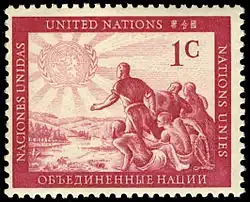 Image 14The first United Nations stamp issued in 1951. (from United Nations Postal Administration)