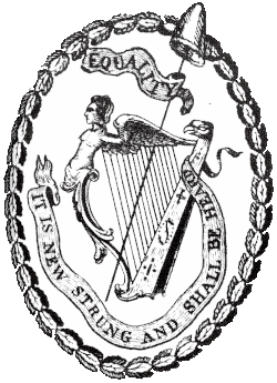 United Irish Symbol with the text "Equality&nbsp;– It is new strung and shall be heard"