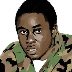 Illustration of a headshot of Strasser in a military uniform on a white background