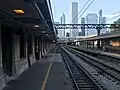 The downtown Chicago skyline as seen from Van Buren Street station in July 2019