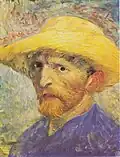 Self-Portrait with Straw Hat, Summer 1887 Oil on pasteboard, 34.9 × 26.7&nbsp;cm Detroit Institute of Arts (F526)